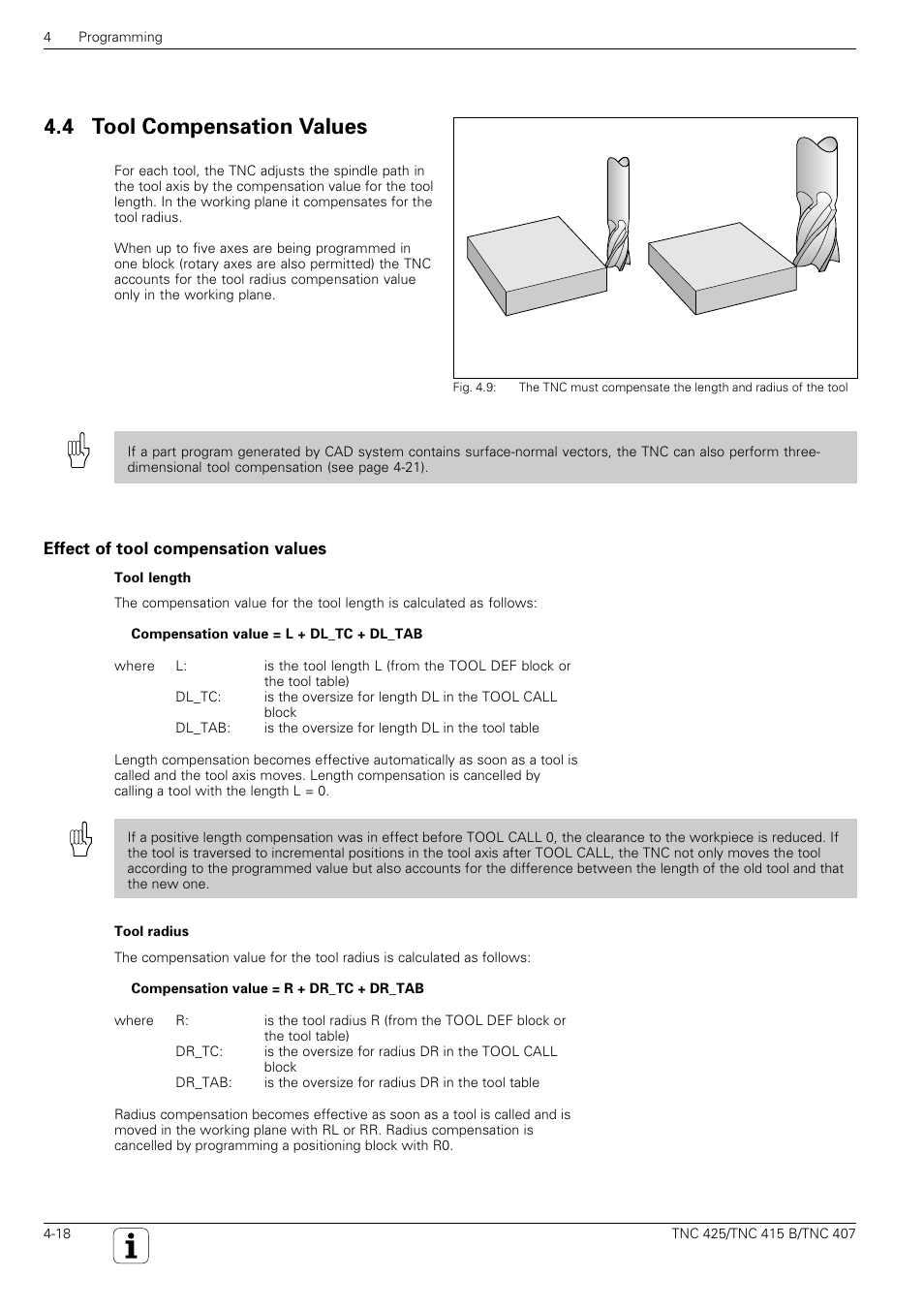 4 tool compensation values | HEIDENHAIN TNC 407 (280 580) User Manual User Manual | Page 77 / 376