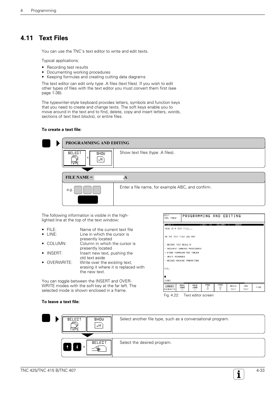 A b c, 11 text files | HEIDENHAIN TNC 407 (280 580) User Manual User Manual | Page 92 / 376