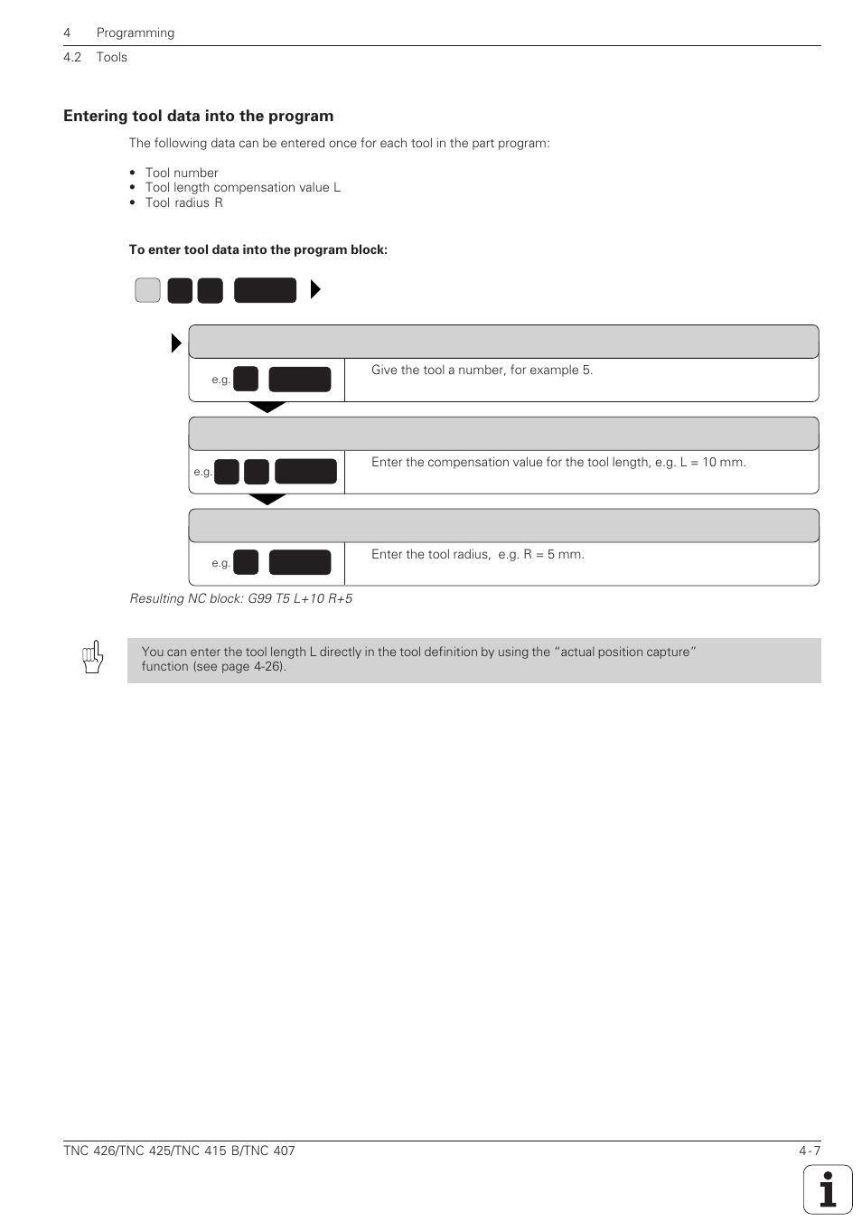 Entering tool data into the program -7 | HEIDENHAIN TNC 407 (280 580) ISO Programming User Manual | Page 104 / 333