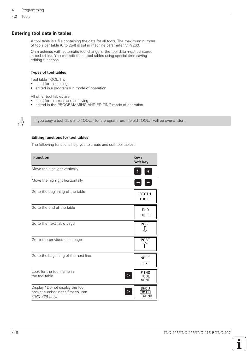 Entering tool data in tables -8 | HEIDENHAIN TNC 407 (280 580) ISO Programming User Manual | Page 105 / 333