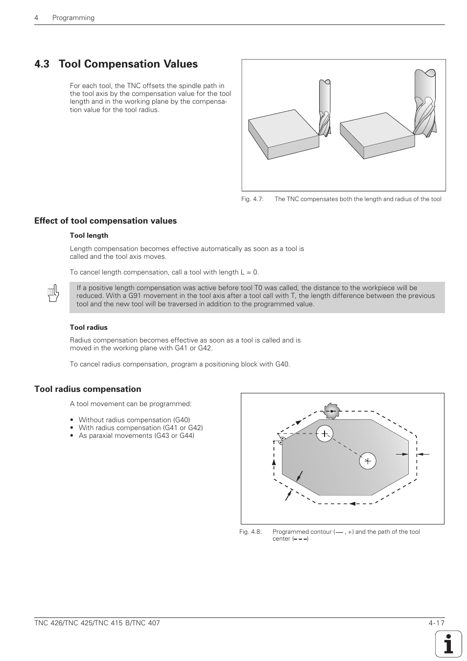 Tool compensation values -17, 3 tool compensation values | HEIDENHAIN TNC 407 (280 580) ISO Programming User Manual | Page 114 / 333