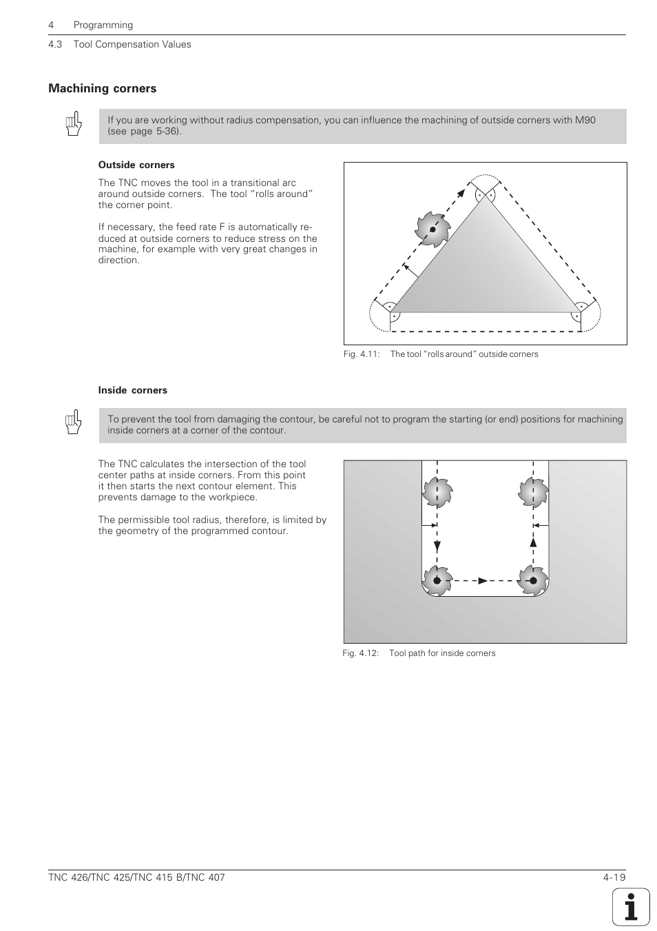 Machining corners -19 | HEIDENHAIN TNC 407 (280 580) ISO Programming User Manual | Page 116 / 333