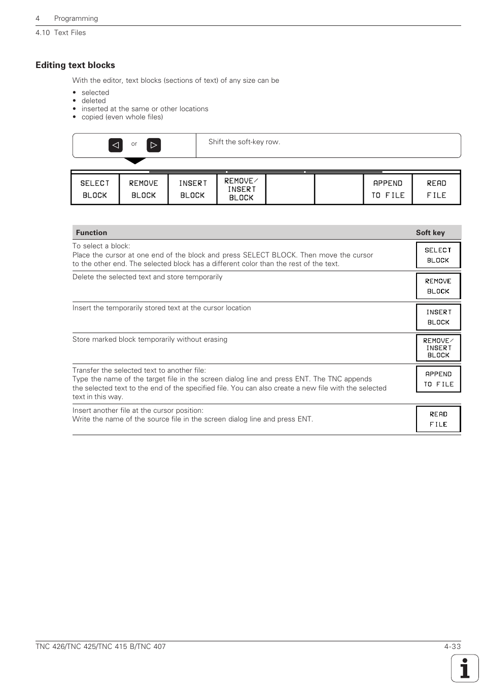 Editing text blocks -33 | HEIDENHAIN TNC 407 (280 580) ISO Programming User Manual | Page 130 / 333