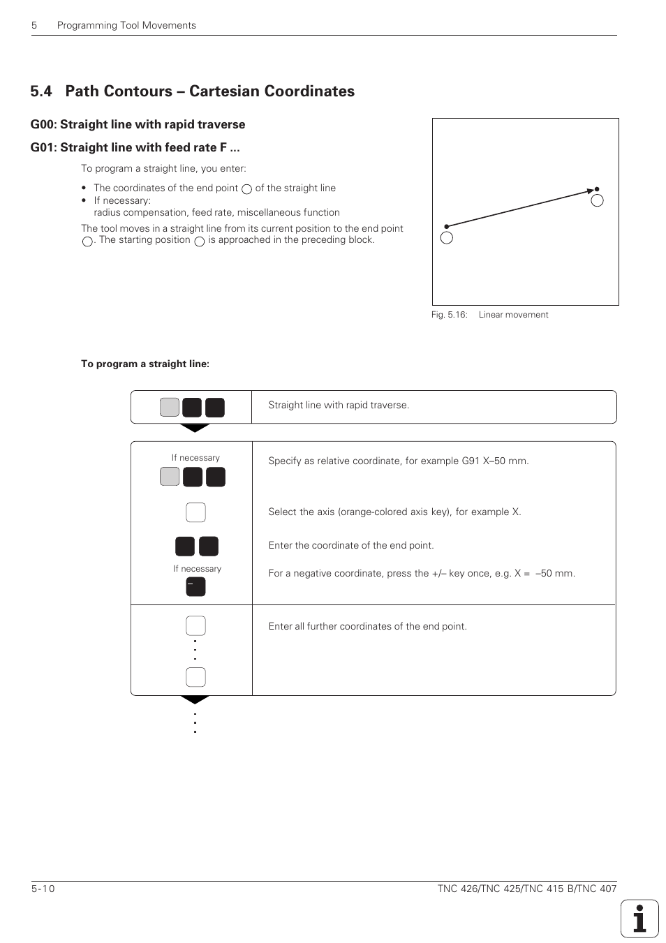 Path contours – cartesian coordinates -10, Straight line at rapid traverse, Straight line at programmed feed rate | 4 path contours – cartesian coordinates | HEIDENHAIN TNC 407 (280 580) ISO Programming User Manual | Page 143 / 333