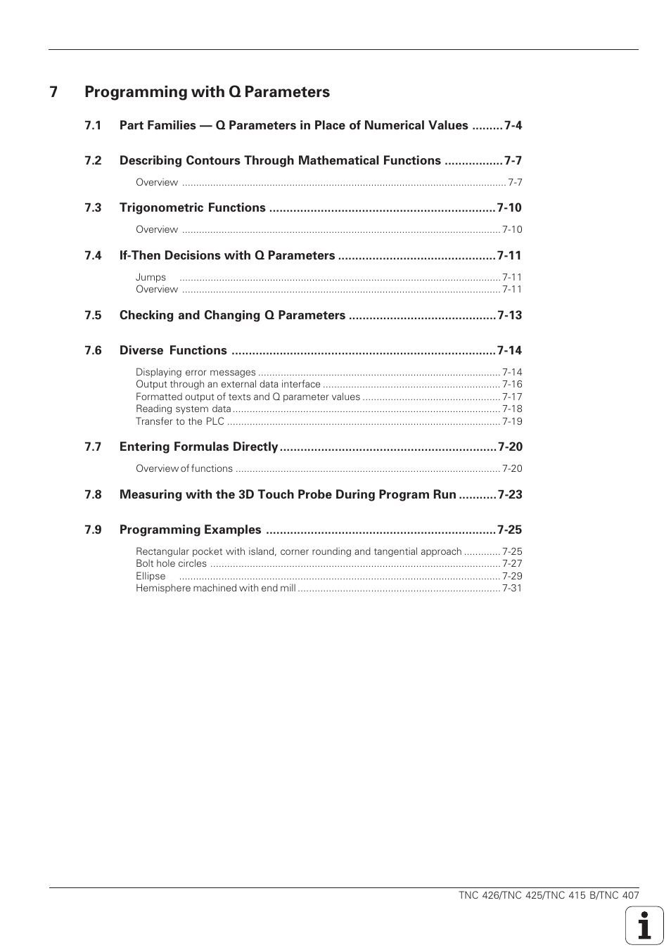 Programming with q parameters, 7programming with q parameters | HEIDENHAIN TNC 407 (280 580) ISO Programming User Manual | Page 15 / 333