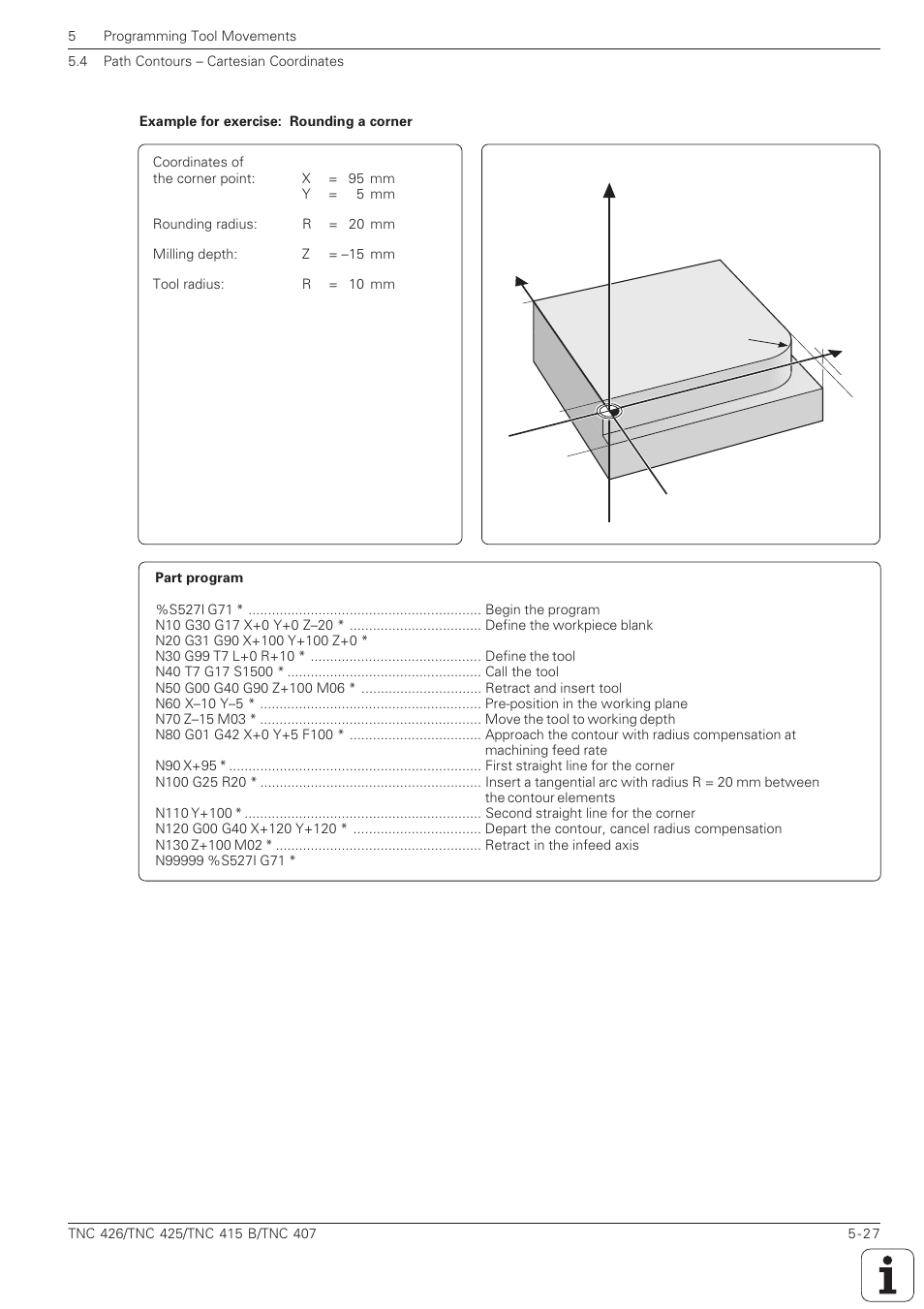 R = 20 y x z | HEIDENHAIN TNC 407 (280 580) ISO Programming User Manual | Page 160 / 333