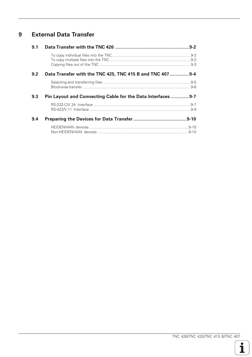 External data transfer, 9external data transfer | HEIDENHAIN TNC 407 (280 580) ISO Programming User Manual | Page 17 / 333