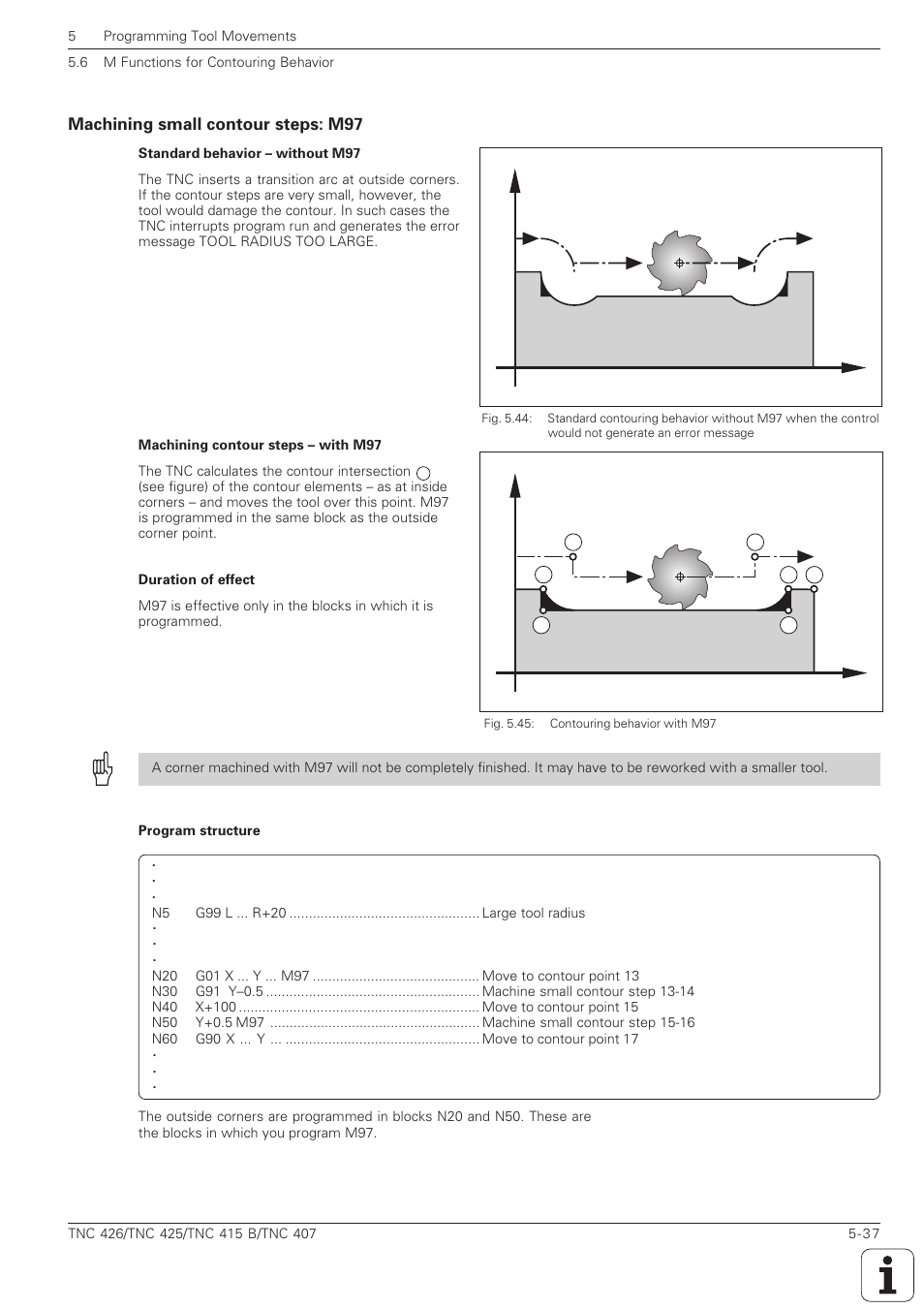 Machining small contour steps: m97 -37 | HEIDENHAIN TNC 407 (280 580) ISO Programming User Manual | Page 170 / 333