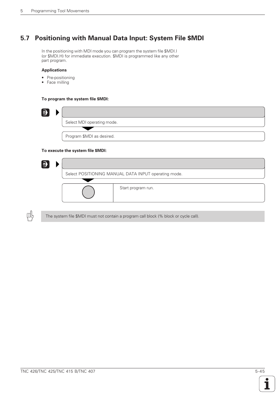 Positioning with mdi | HEIDENHAIN TNC 407 (280 580) ISO Programming User Manual | Page 178 / 333