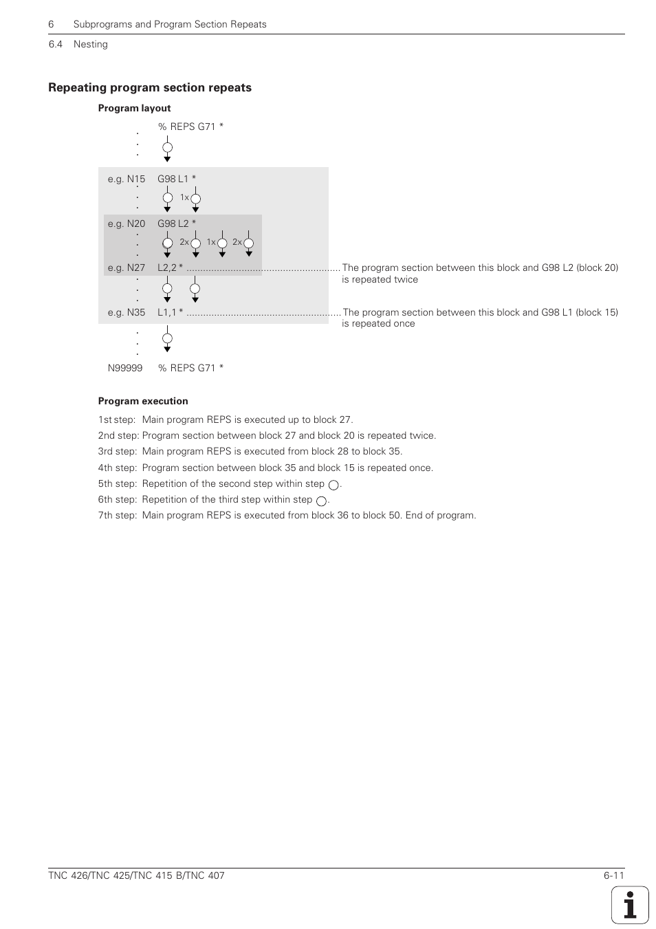 Repeating program section repeats -11 | HEIDENHAIN TNC 407 (280 580) ISO Programming User Manual | Page 189 / 333