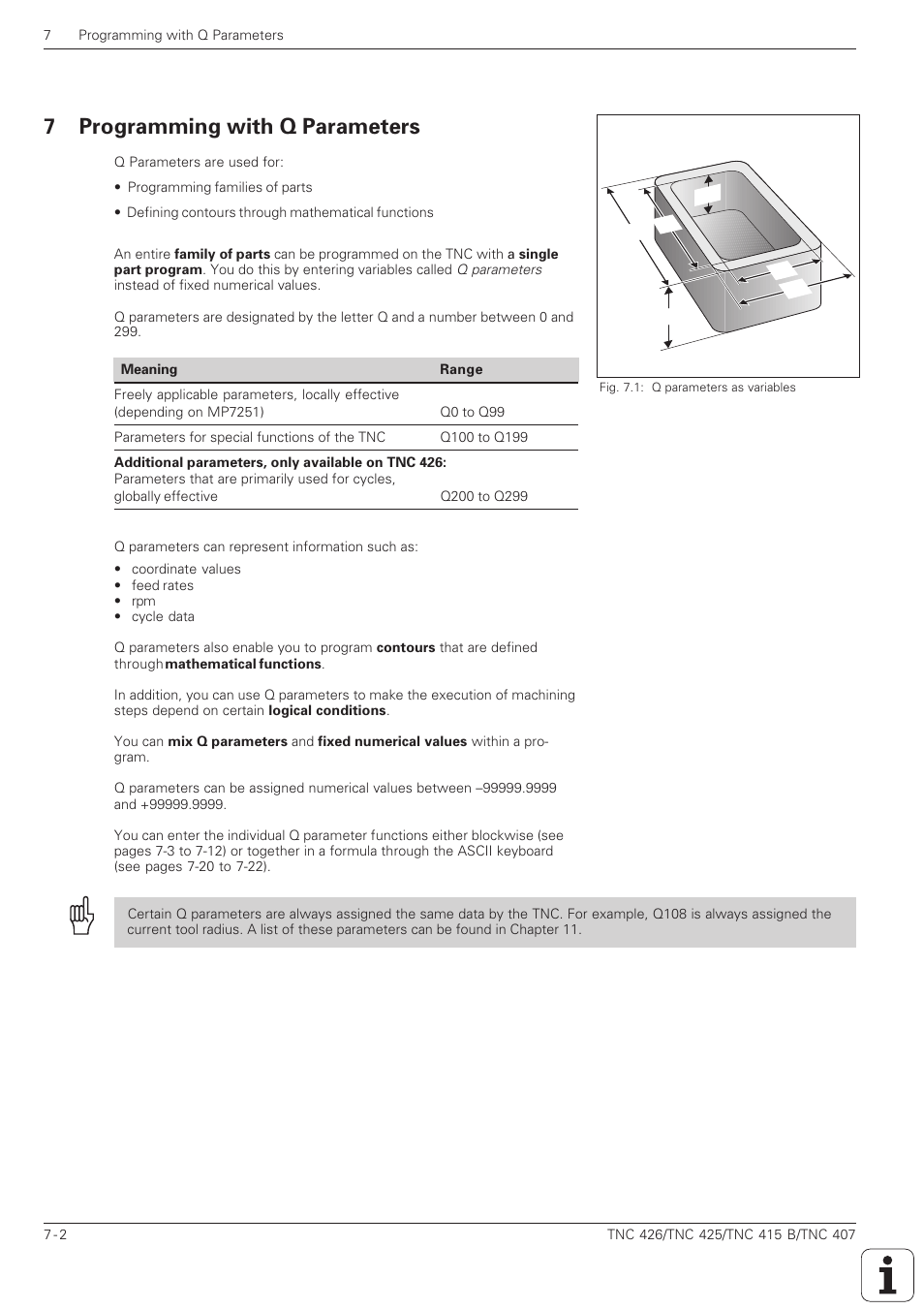 7 programming with q parameters | HEIDENHAIN TNC 407 (280 580) ISO Programming User Manual | Page 191 / 333