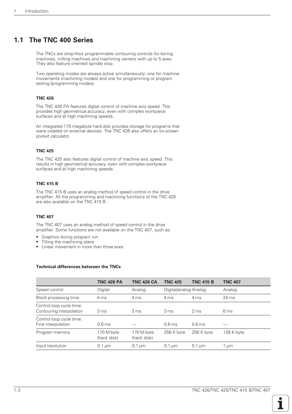 The tnc 400 series -2, 1 the tnc 400 series | HEIDENHAIN TNC 407 (280 580) ISO Programming User Manual | Page 20 / 333