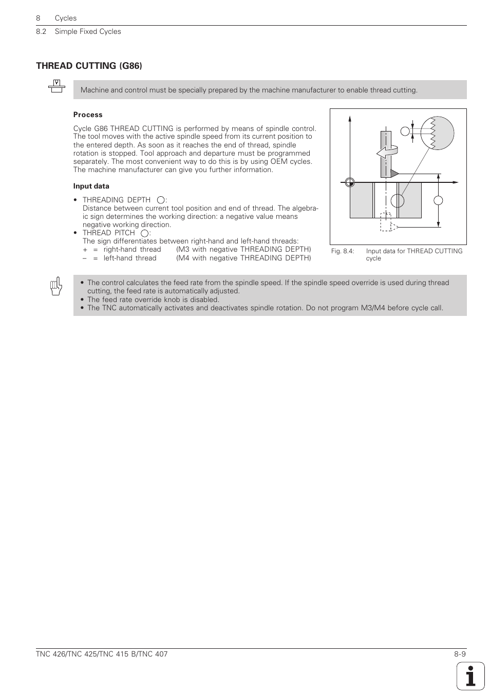 Thread cutting (g86) -9 | HEIDENHAIN TNC 407 (280 580) ISO Programming User Manual | Page 229 / 333