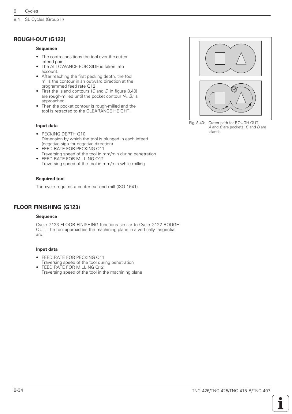 Rough-out (g122) -34 floor finishing (g123) -34, Ab d c | HEIDENHAIN TNC 407 (280 580) ISO Programming User Manual | Page 254 / 333