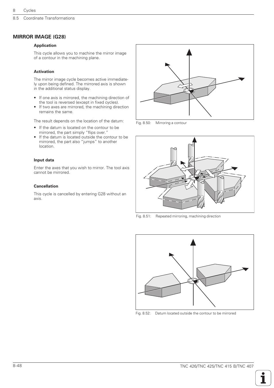 Mirror image (g28) -48, Mirror image (g28), Yx z | HEIDENHAIN TNC 407 (280 580) ISO Programming User Manual | Page 268 / 333