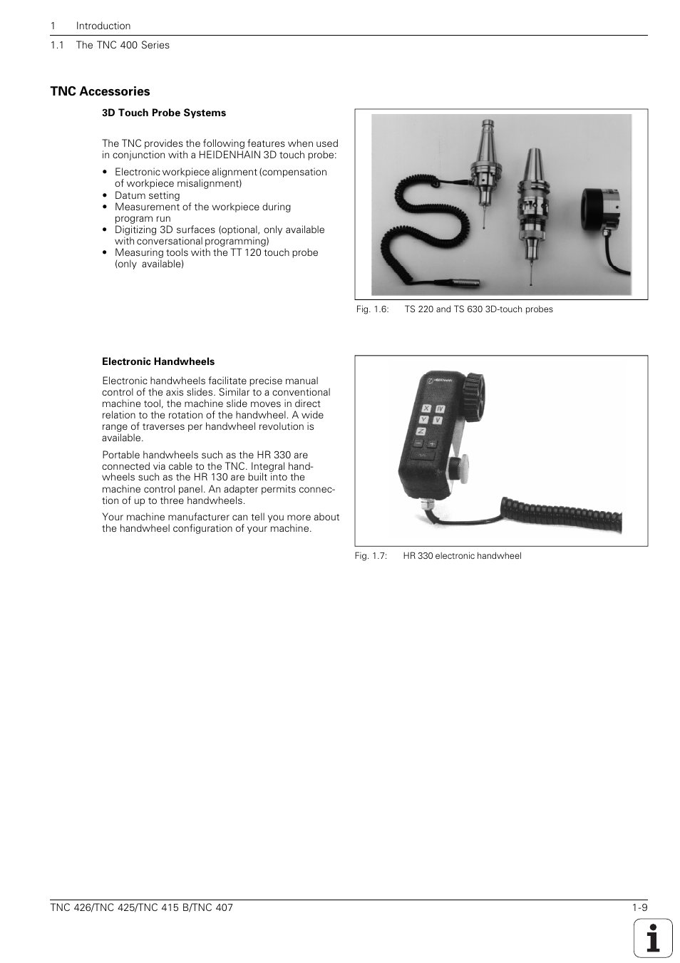 Tnc accessories -9 | HEIDENHAIN TNC 407 (280 580) ISO Programming User Manual | Page 27 / 333
