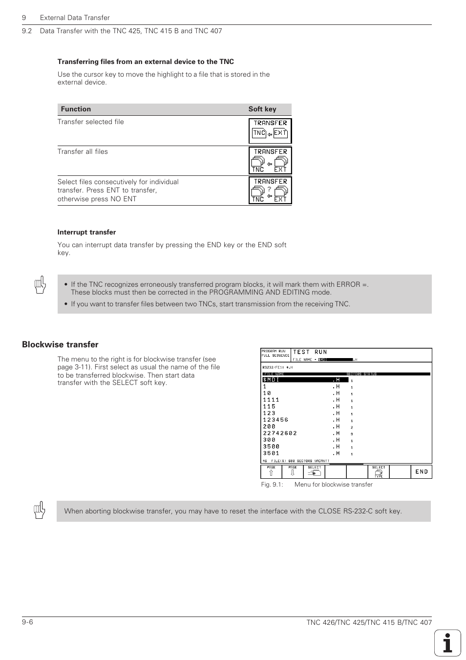 Blockwise transfer -6 | HEIDENHAIN TNC 407 (280 580) ISO Programming User Manual | Page 284 / 333