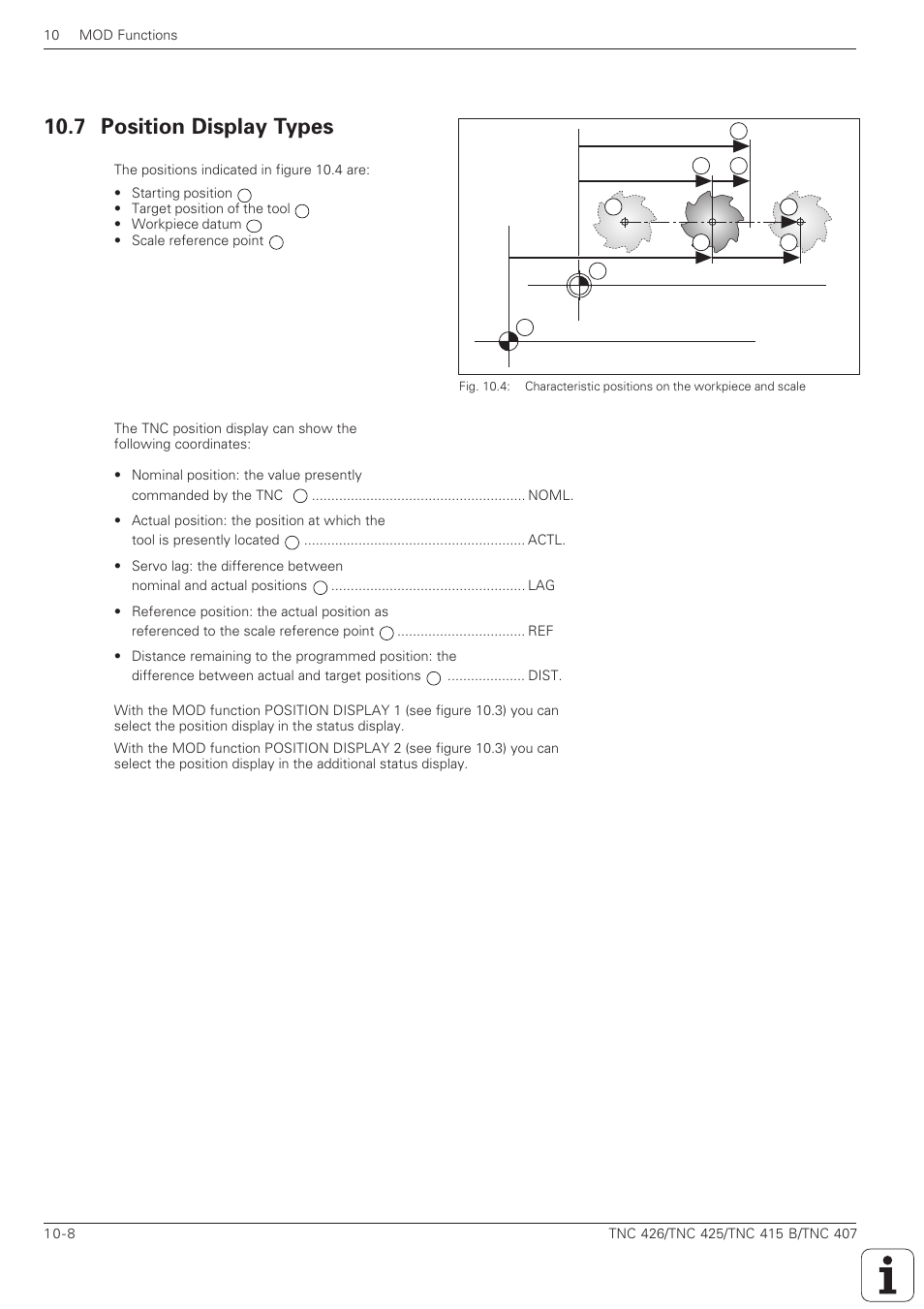 7 position display types -8, 7 position display types | HEIDENHAIN TNC 407 (280 580) ISO Programming User Manual | Page 295 / 333