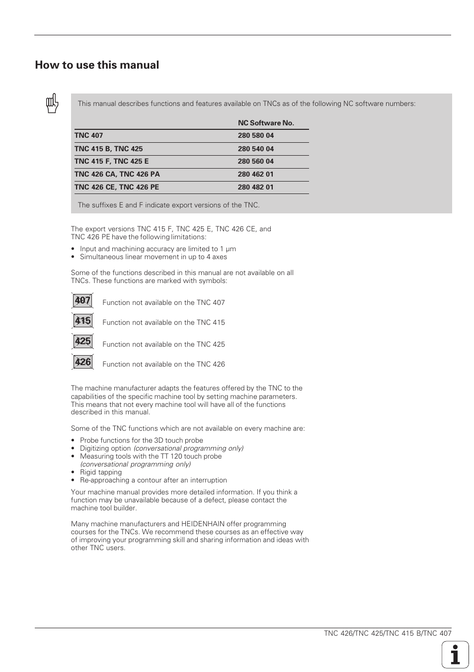 How to use the user's manual, How to use this manual | HEIDENHAIN TNC 407 (280 580) ISO Programming User Manual | Page 4 / 333