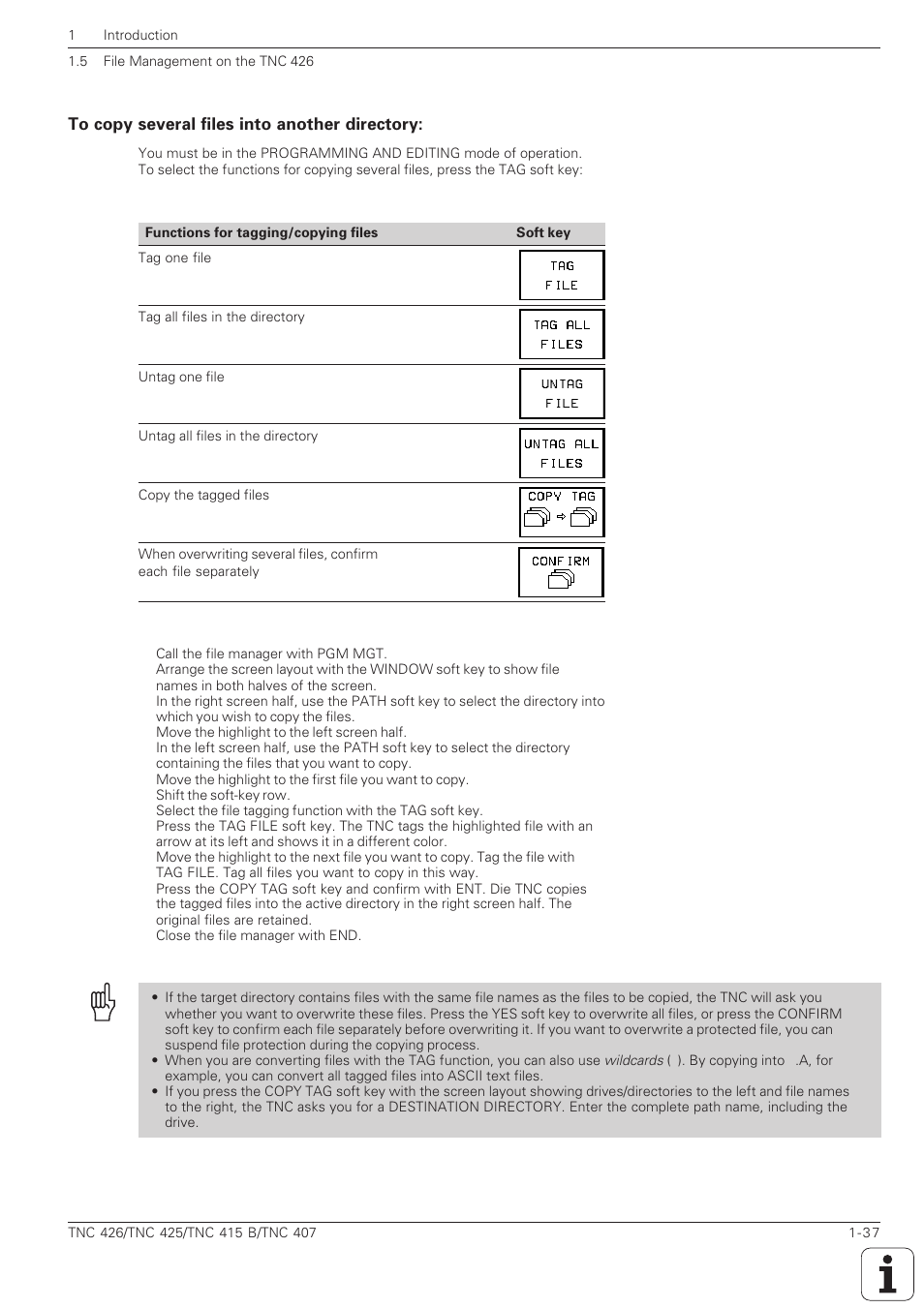 To copy several files into another directory -37 | HEIDENHAIN TNC 407 (280 580) ISO Programming User Manual | Page 55 / 333