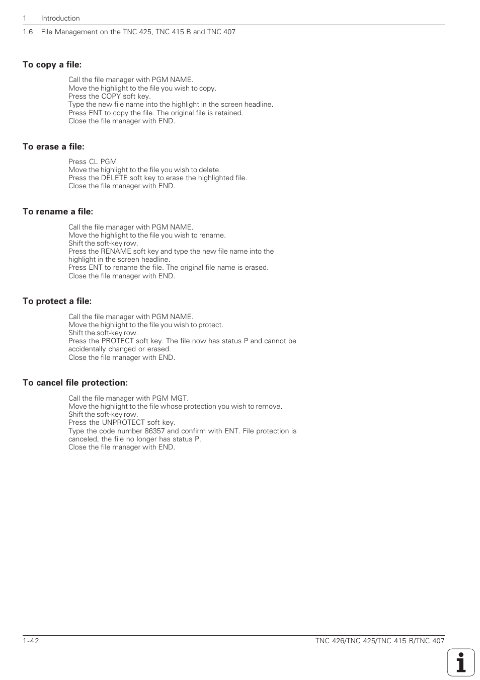 Delete programs and files, Not on tnc 426) | HEIDENHAIN TNC 407 (280 580) ISO Programming User Manual | Page 60 / 333