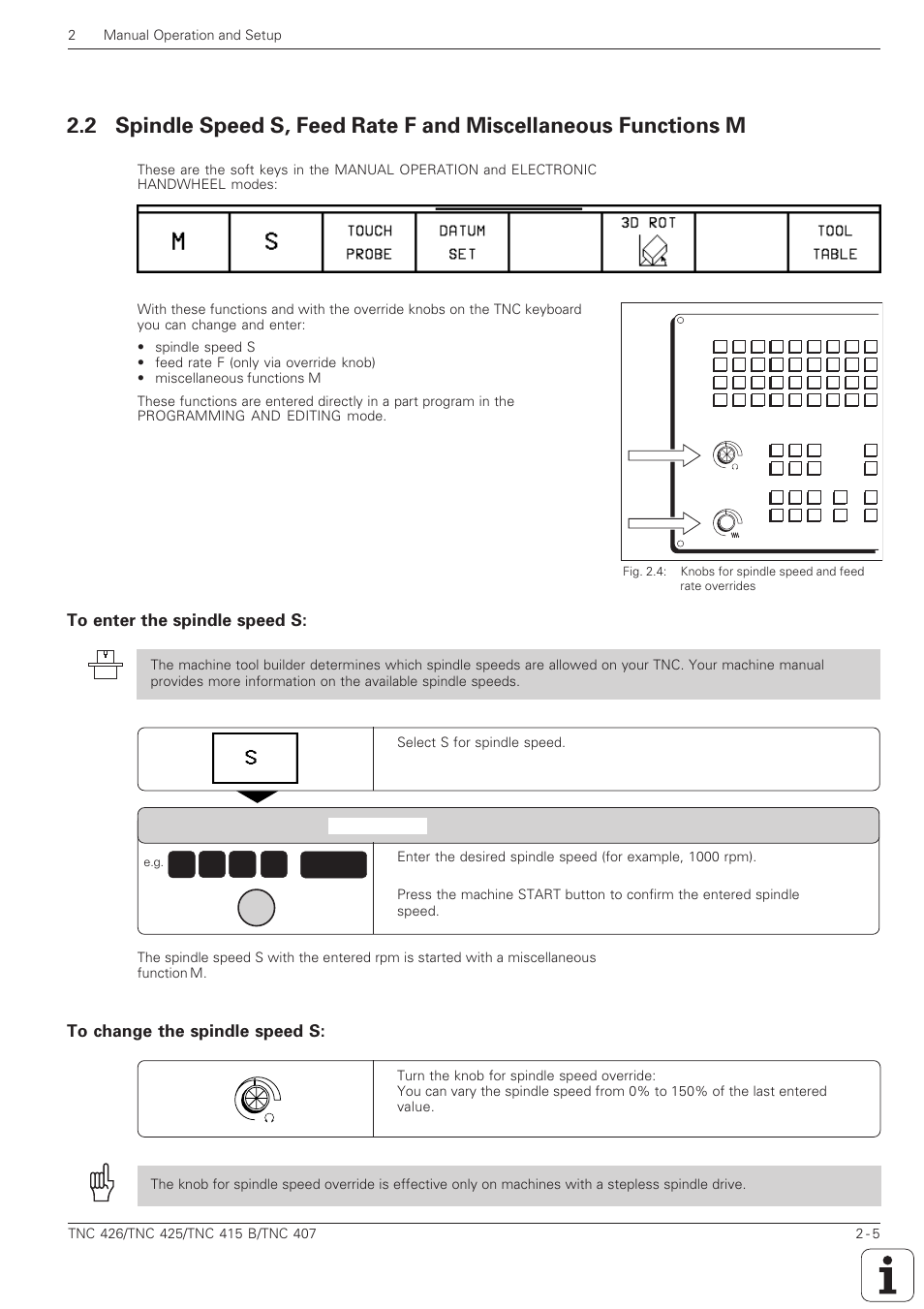 Spindle speed, S% f | HEIDENHAIN TNC 407 (280 580) ISO Programming User Manual | Page 66 / 333