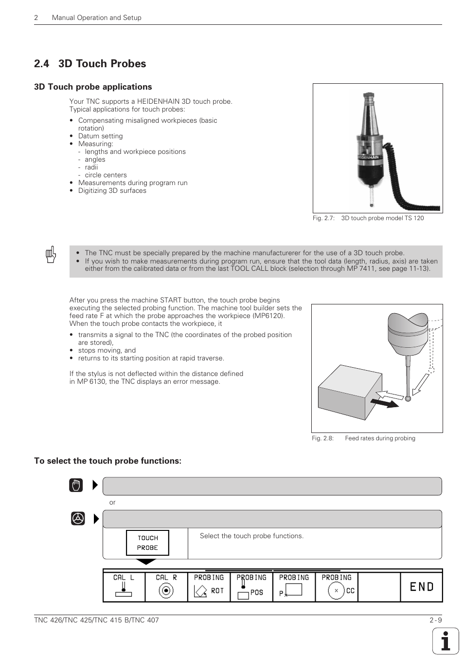 3d touch probes -9, 4 3d touch probes | HEIDENHAIN TNC 407 (280 580) ISO Programming User Manual | Page 70 / 333