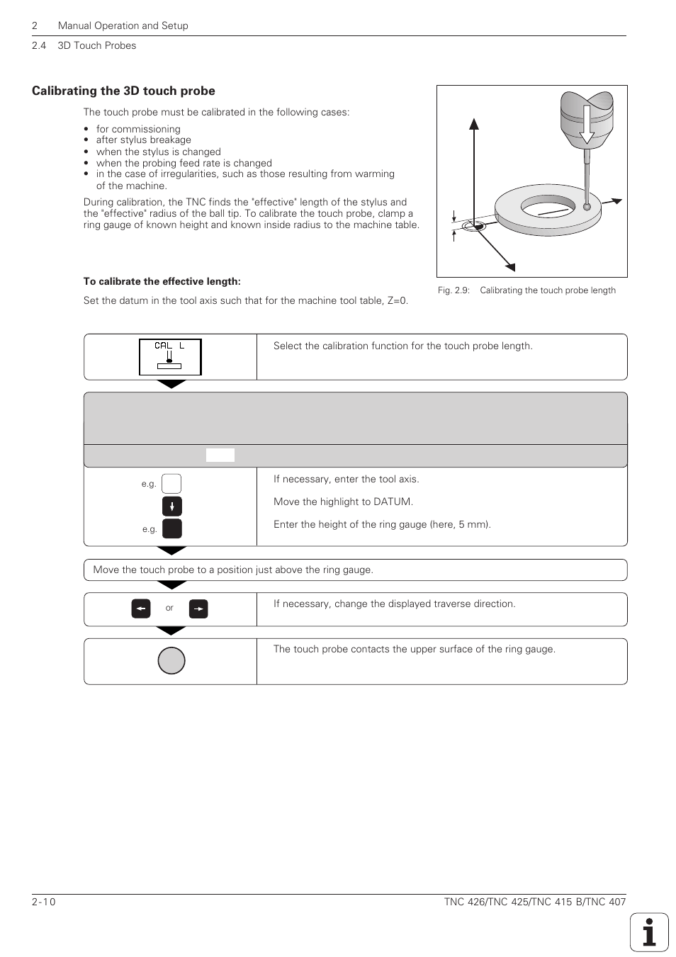 Calibrating the 3d touch probe -10, Yx z | HEIDENHAIN TNC 407 (280 580) ISO Programming User Manual | Page 71 / 333