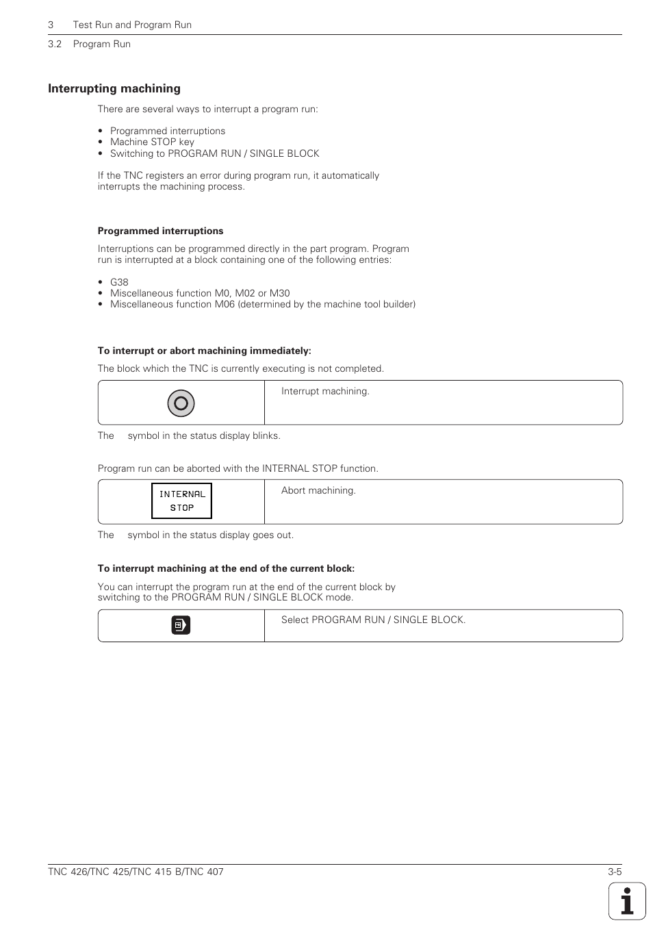 Interrupting machining -5 | HEIDENHAIN TNC 407 (280 580) ISO Programming User Manual | Page 91 / 333