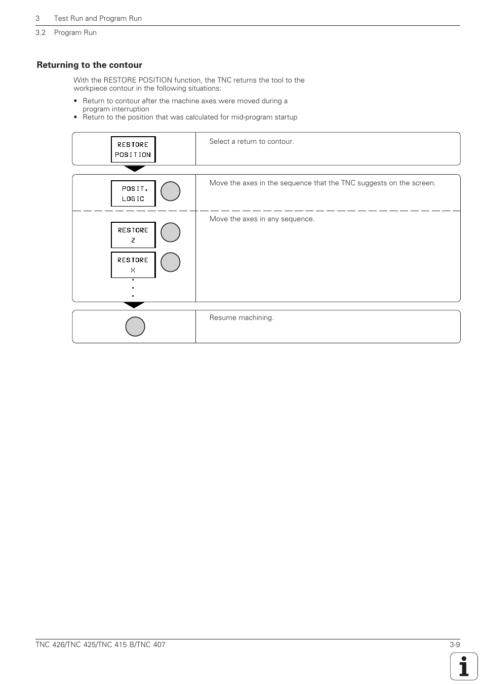 Returning to the contour -9 | HEIDENHAIN TNC 407 (280 580) ISO Programming User Manual | Page 95 / 333