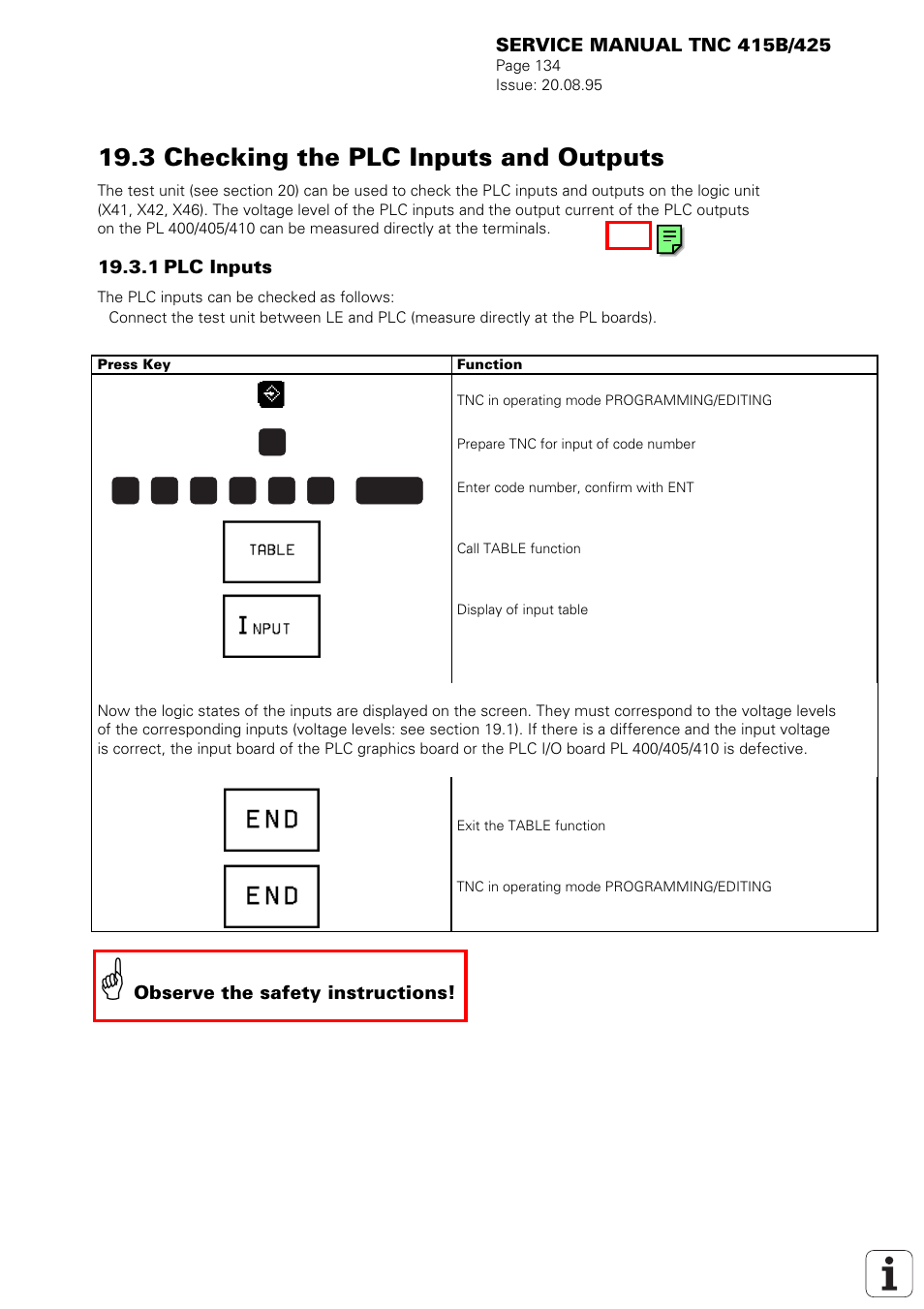 3 checking the plc inputs and outputs | HEIDENHAIN TNC 415 (259 9x0) Service Manual User Manual | Page 139 / 252