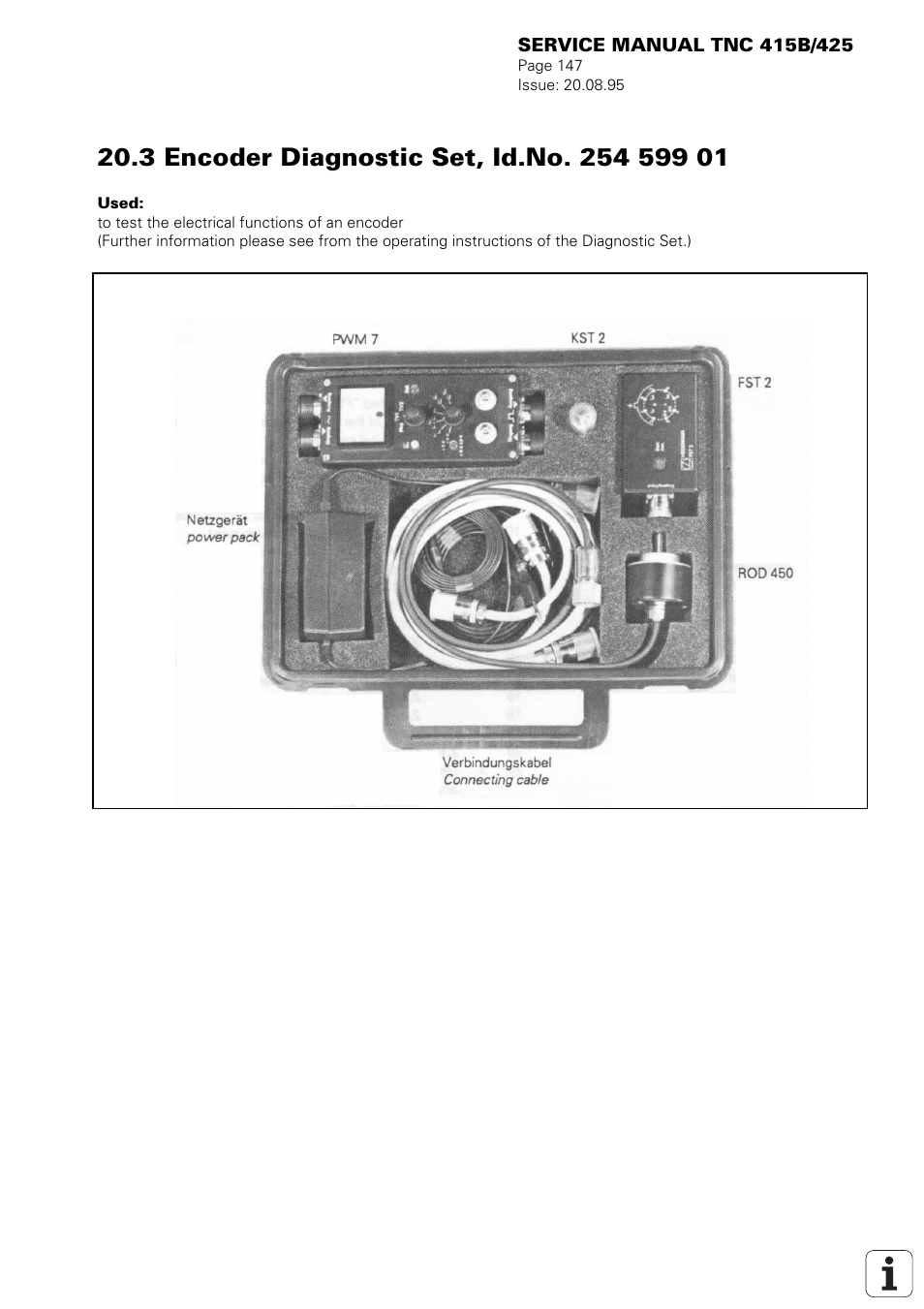 3 encoder diagnostic set | HEIDENHAIN TNC 415 (259 9x0) Service Manual User Manual | Page 152 / 252