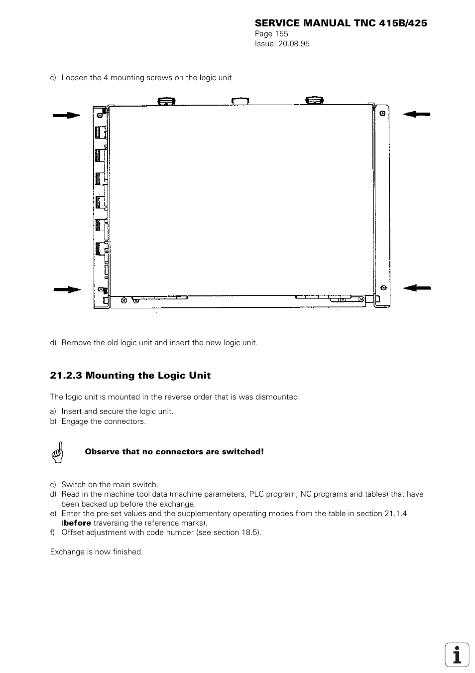HEIDENHAIN TNC 415 (259 9x0) Service Manual User Manual | Page 160 / 252