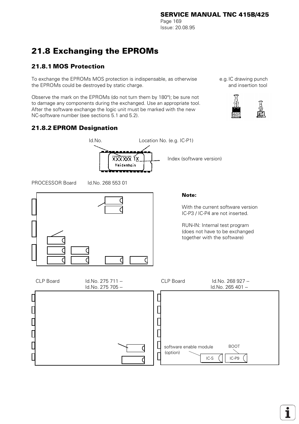 8 exchanging the eproms, 1 mos protection, 2 eprom designation | HEIDENHAIN TNC 415 (259 9x0) Service Manual User Manual | Page 174 / 252