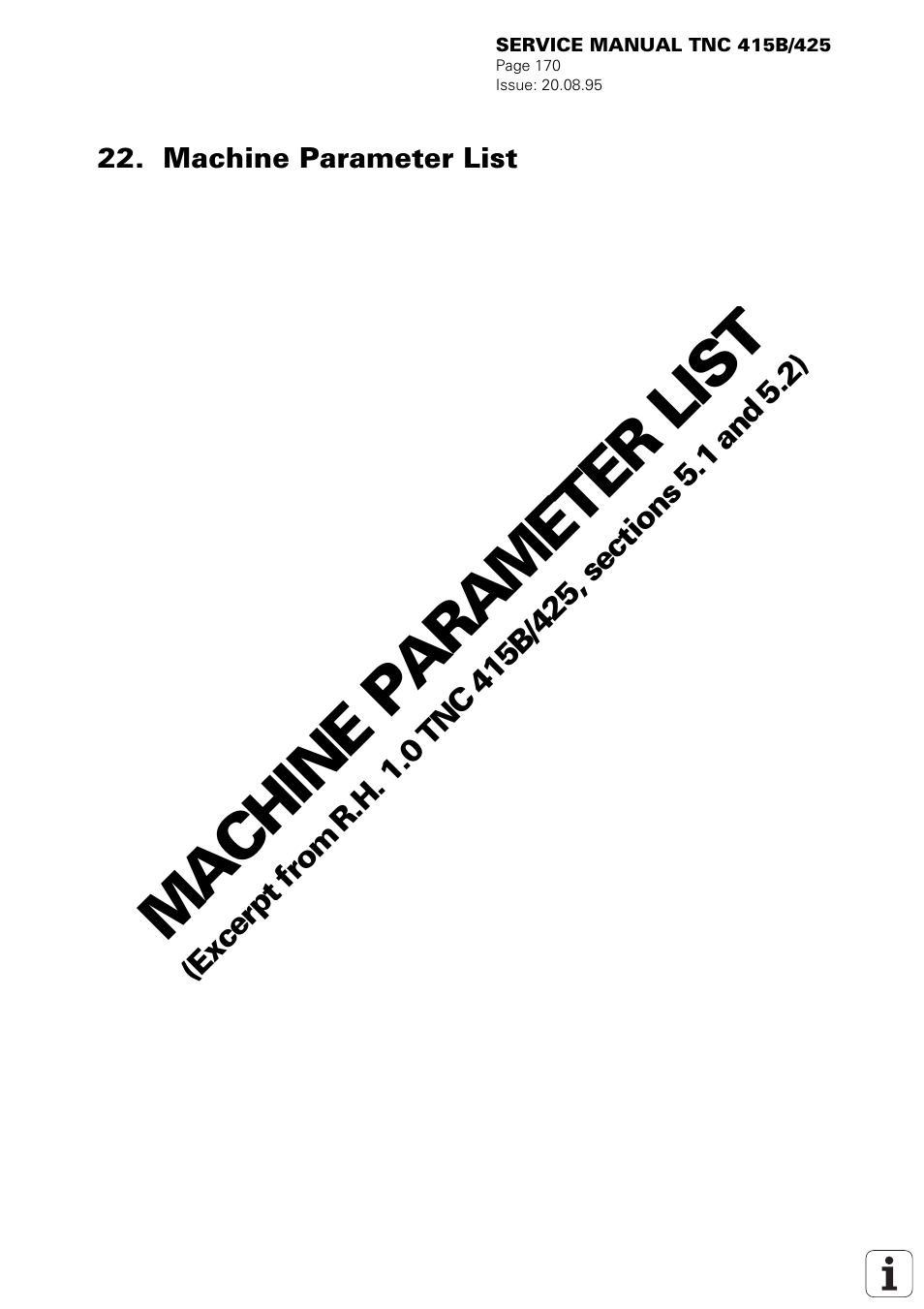 Machine parameter list | HEIDENHAIN TNC 415 (259 9x0) Service Manual User Manual | Page 175 / 252