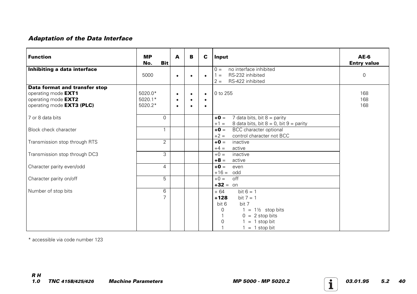 Adaptation from machine parameter mp 5000, Daptation from machine parameter mp 5000, Selectable as of mp5000 | HEIDENHAIN TNC 415 (259 9x0) Service Manual User Manual | Page 218 / 252