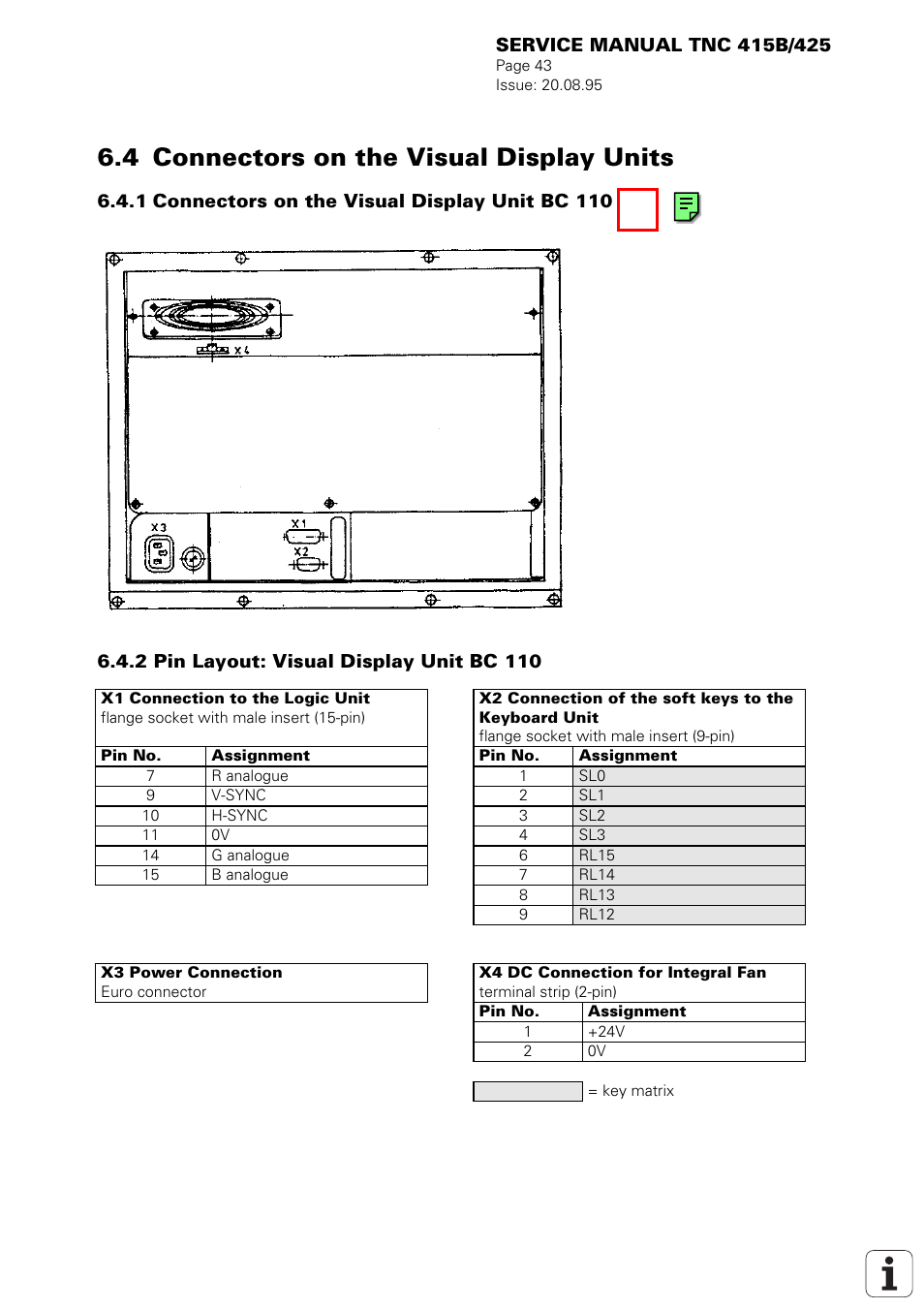 Connectors on the visual display units, 4 connectors on the visual display units | HEIDENHAIN TNC 415 (259 9x0) Service Manual User Manual | Page 46 / 252