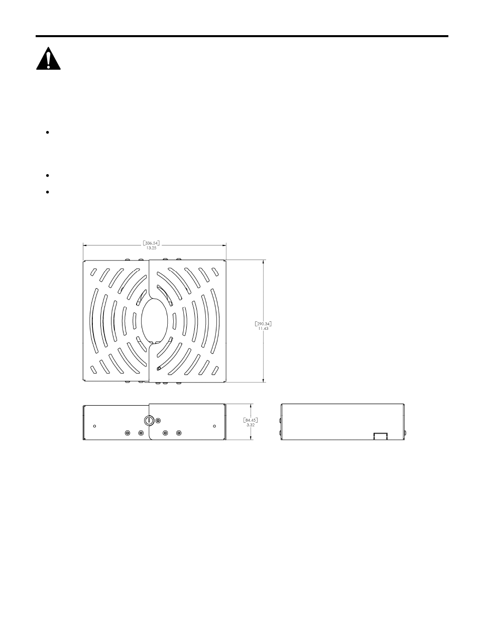 Important warnings and cautions, Dimensional drawing | Chief Manufacturing PL-1 User Manual | Page 2 / 8