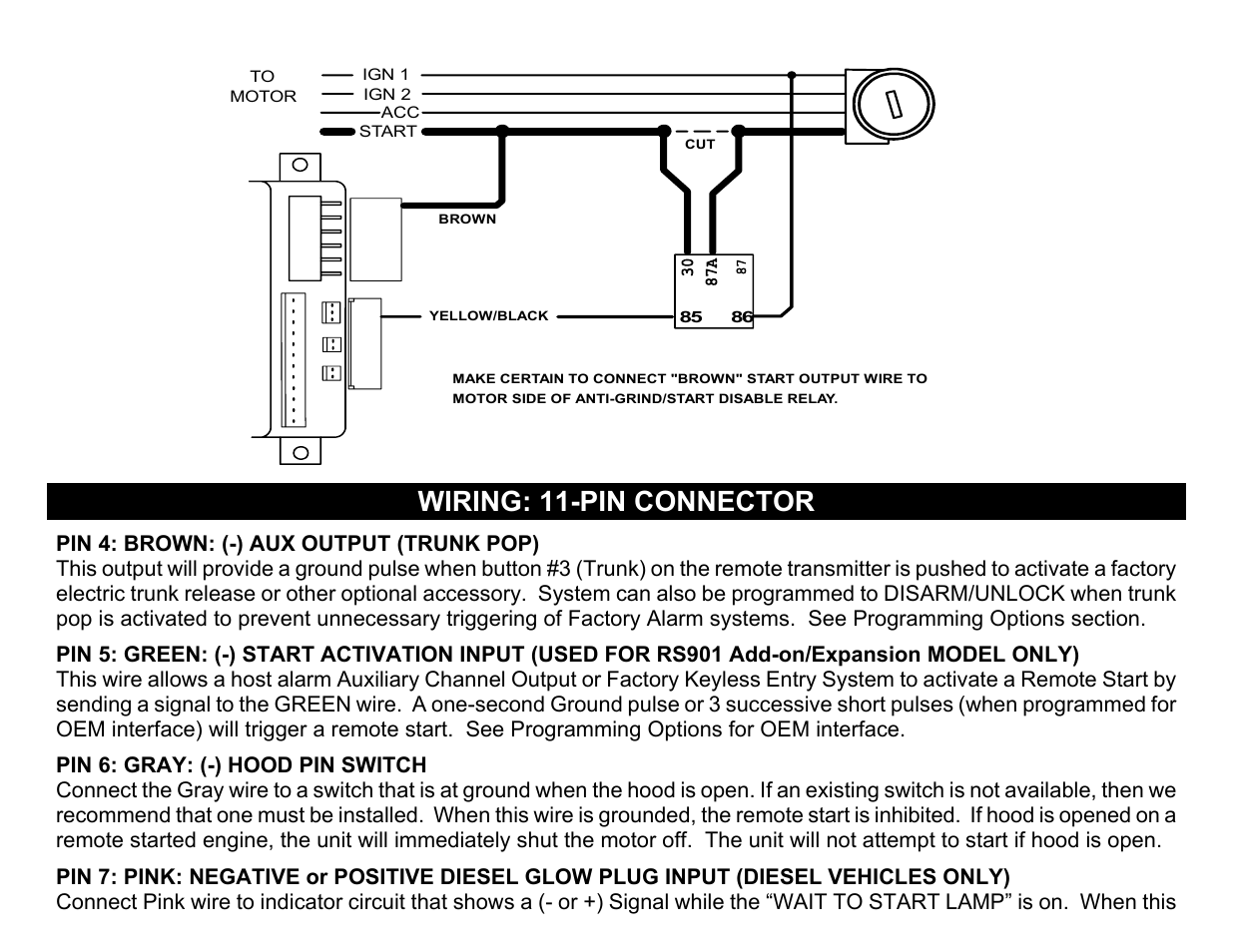 Wiring: 11-pin connector | Crimestopper Security Products RS999 User Manual | Page 5 / 26