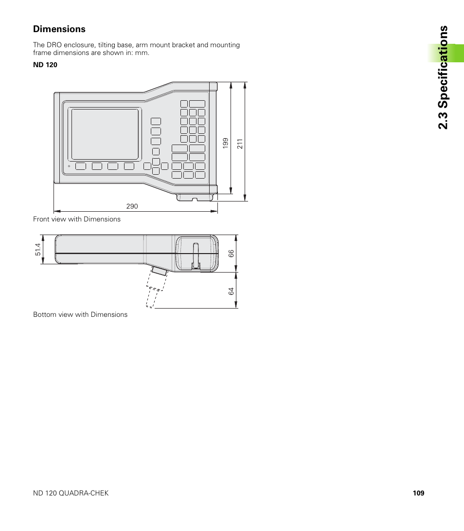 Dimensions, 3 specifications | HEIDENHAIN ND 100 User Manual User Manual | Page 109 / 116