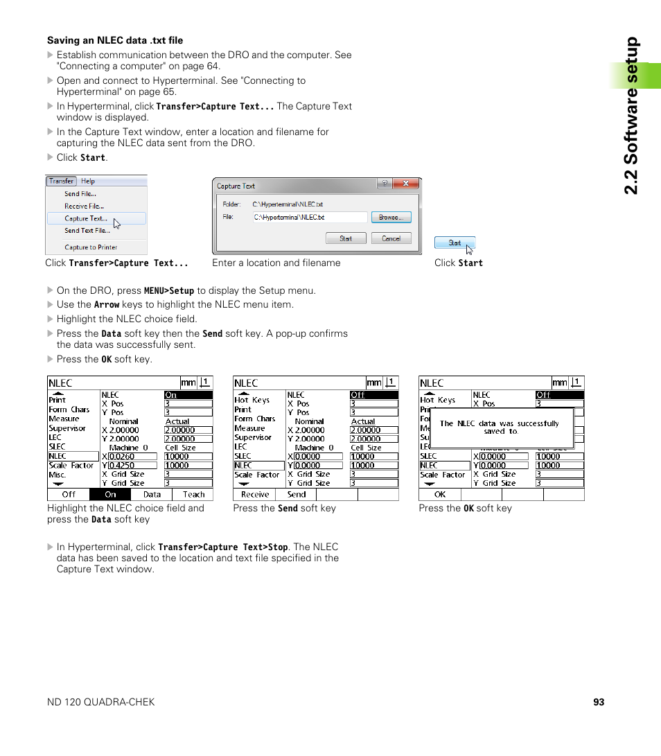 Saving an nlec data .txt file, 2 s o ft wa re s e tu p | HEIDENHAIN ND 100 User Manual User Manual | Page 93 / 116