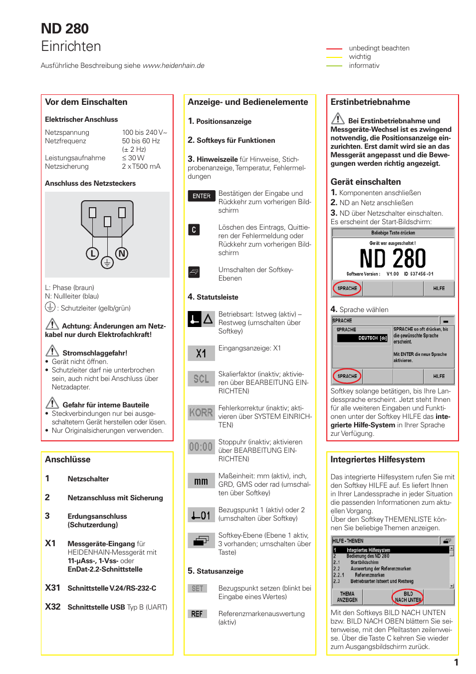 Nd 280 einrichten | HEIDENHAIN ND 280 Quick Start User Manual | Page 7 / 12