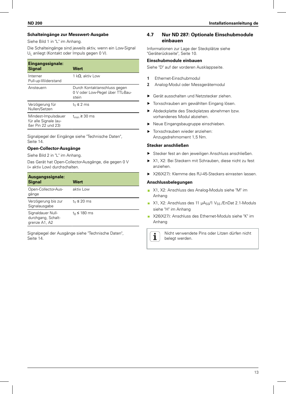 7 nur nd 287: optionale einschubmodule einbauen | HEIDENHAIN ND 200 User Manual | Page 11 / 156