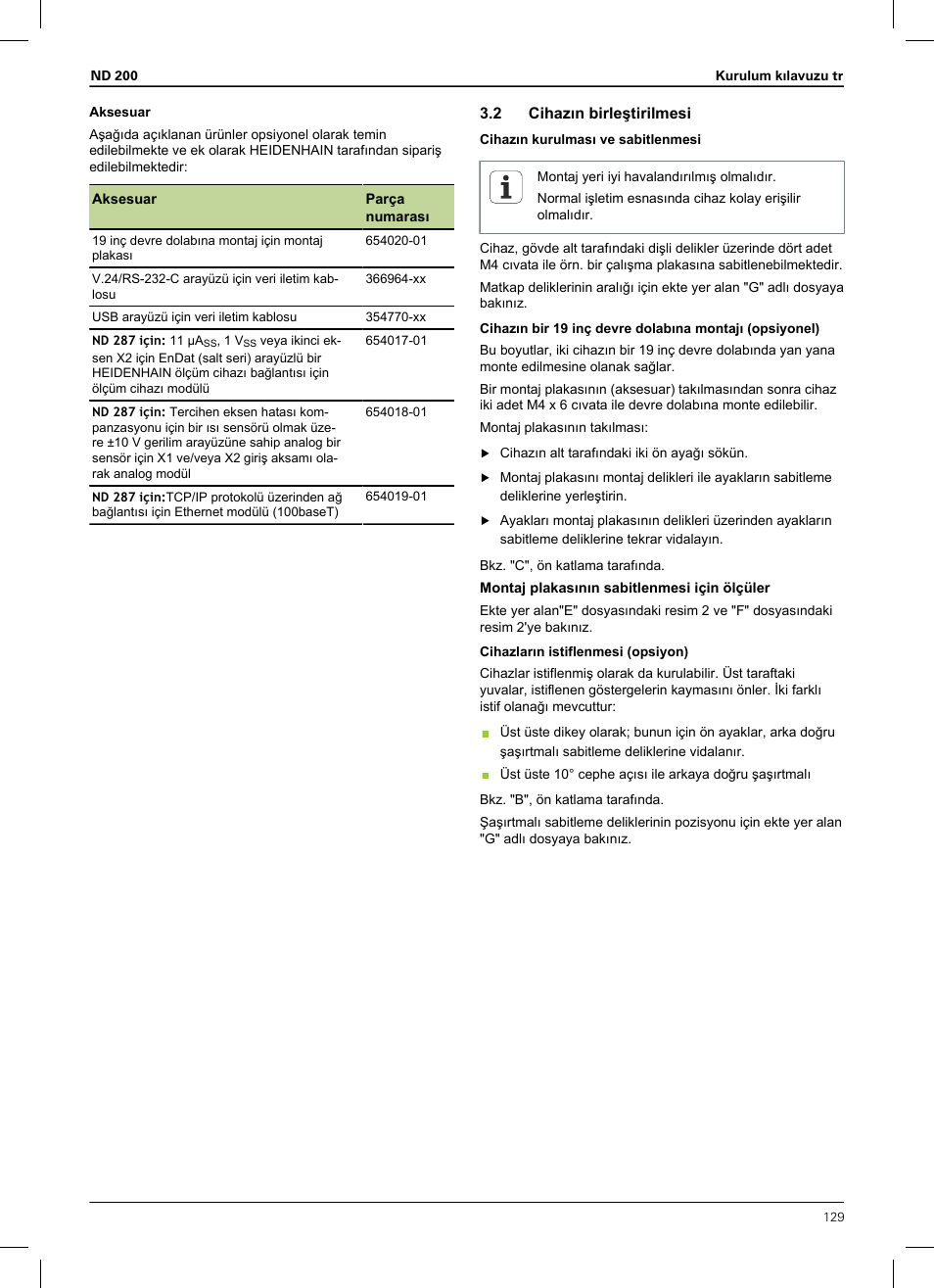 2 cihazın birleştirilmesi | HEIDENHAIN ND 200 User Manual | Page 127 / 156