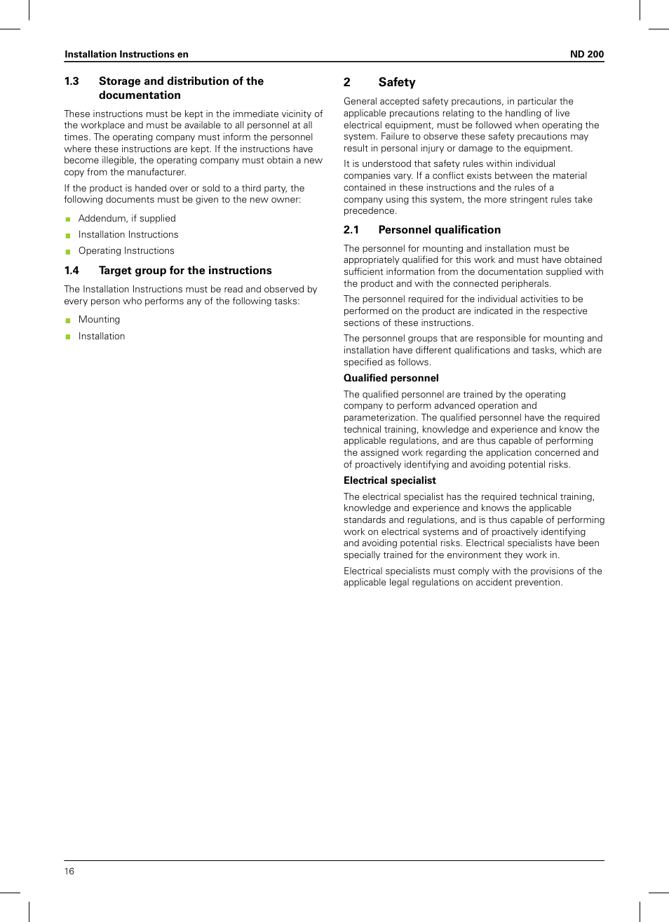 3 storage and distribution of the documentation, 4 target group for the instructions, 2 safety | 1 personnel qualification, 2safety | HEIDENHAIN ND 200 User Manual | Page 14 / 156