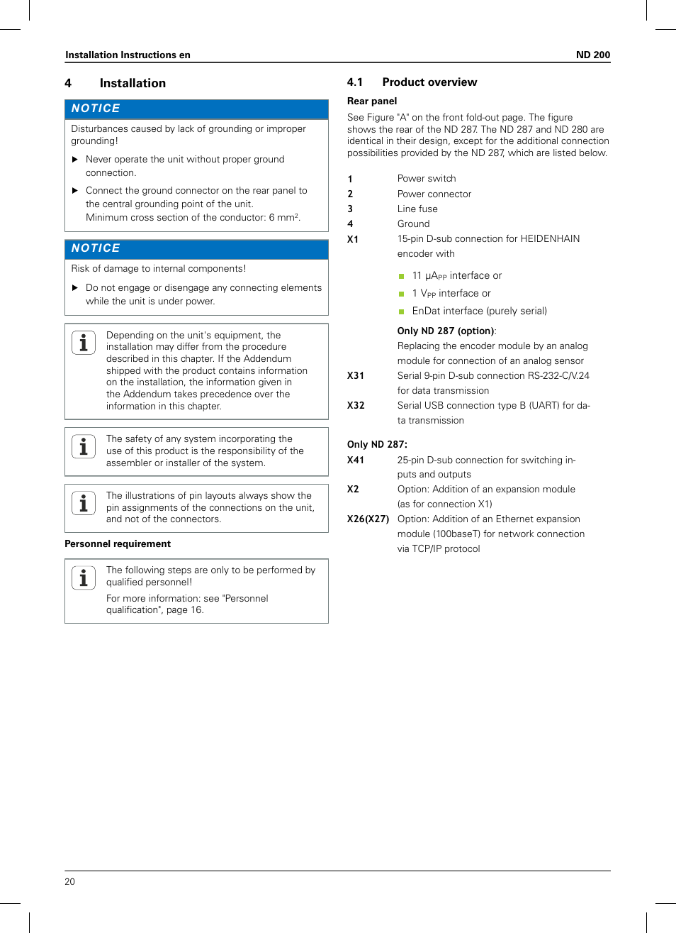 4 installation, 1 product overview, 4installation | HEIDENHAIN ND 200 User Manual | Page 18 / 156