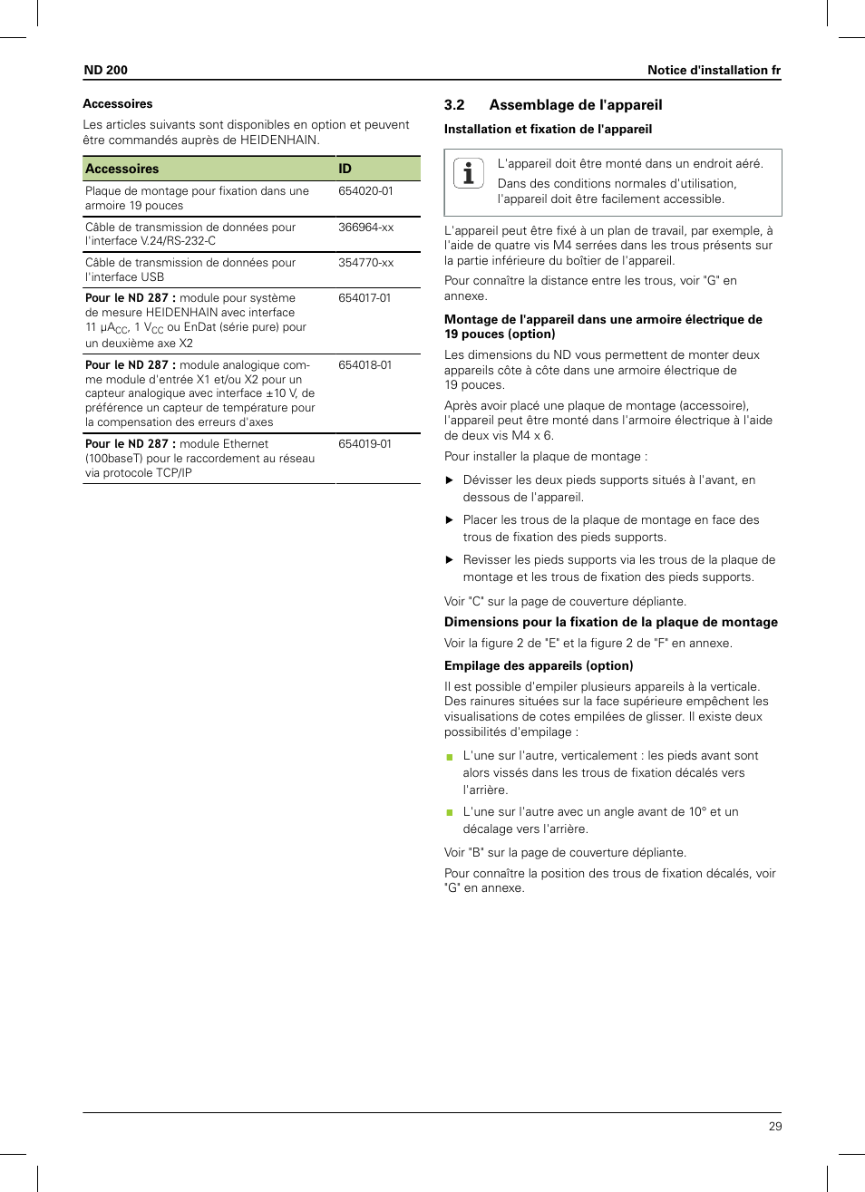 2 assemblage de l'appareil | HEIDENHAIN ND 200 User Manual | Page 27 / 156