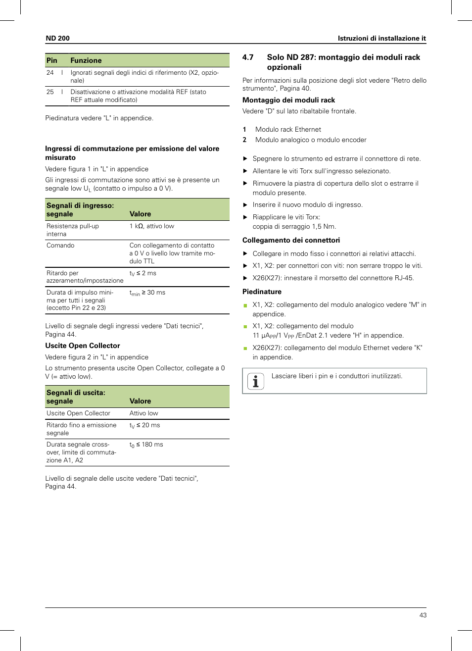 7 solo nd 287: montaggio dei moduli rack opzionali | HEIDENHAIN ND 200 User Manual | Page 41 / 156