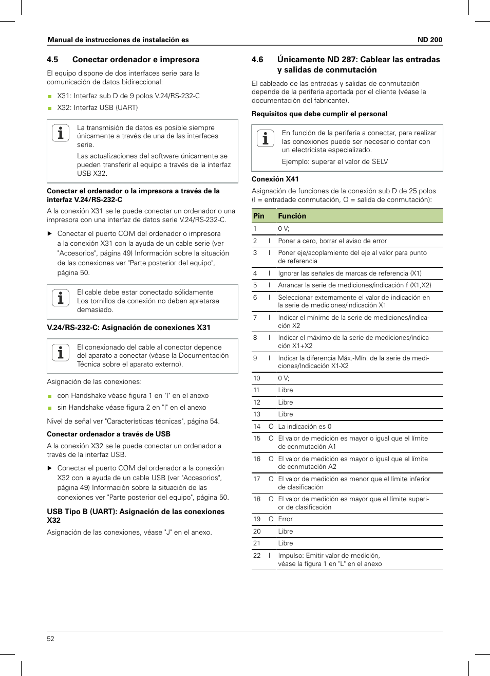 5 conectar ordenador e impresora | HEIDENHAIN ND 200 User Manual | Page 50 / 156