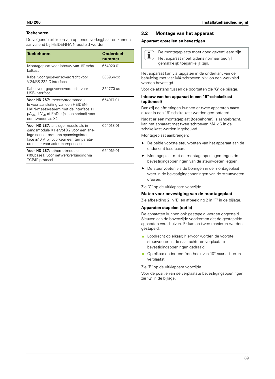 2 montage van het apparaat | HEIDENHAIN ND 200 User Manual | Page 67 / 156